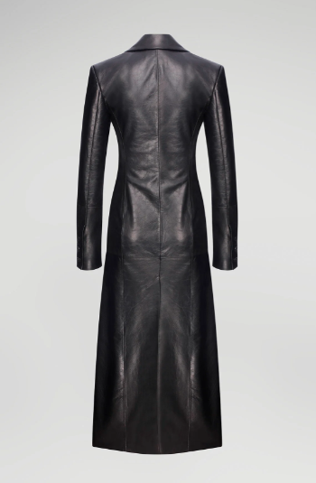 Women's Black Blazer Leather Coat