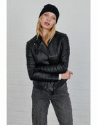 Women's Black Cafe Racer Leather Jacket