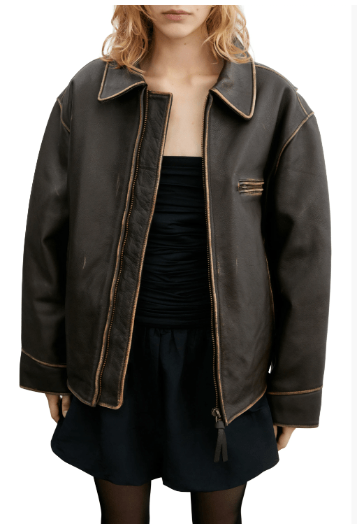 Women's Dark Brown Distressed Vintage Leather Jacket