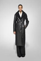 Women's Black Fur Shearling Leather Coat
