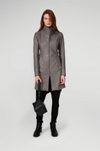 Women's Gray Leather Coat