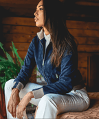 Women's Royal Blue Suede Bomber Leather Jacket
