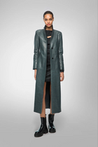 Women's Gray Trench Leather Coat