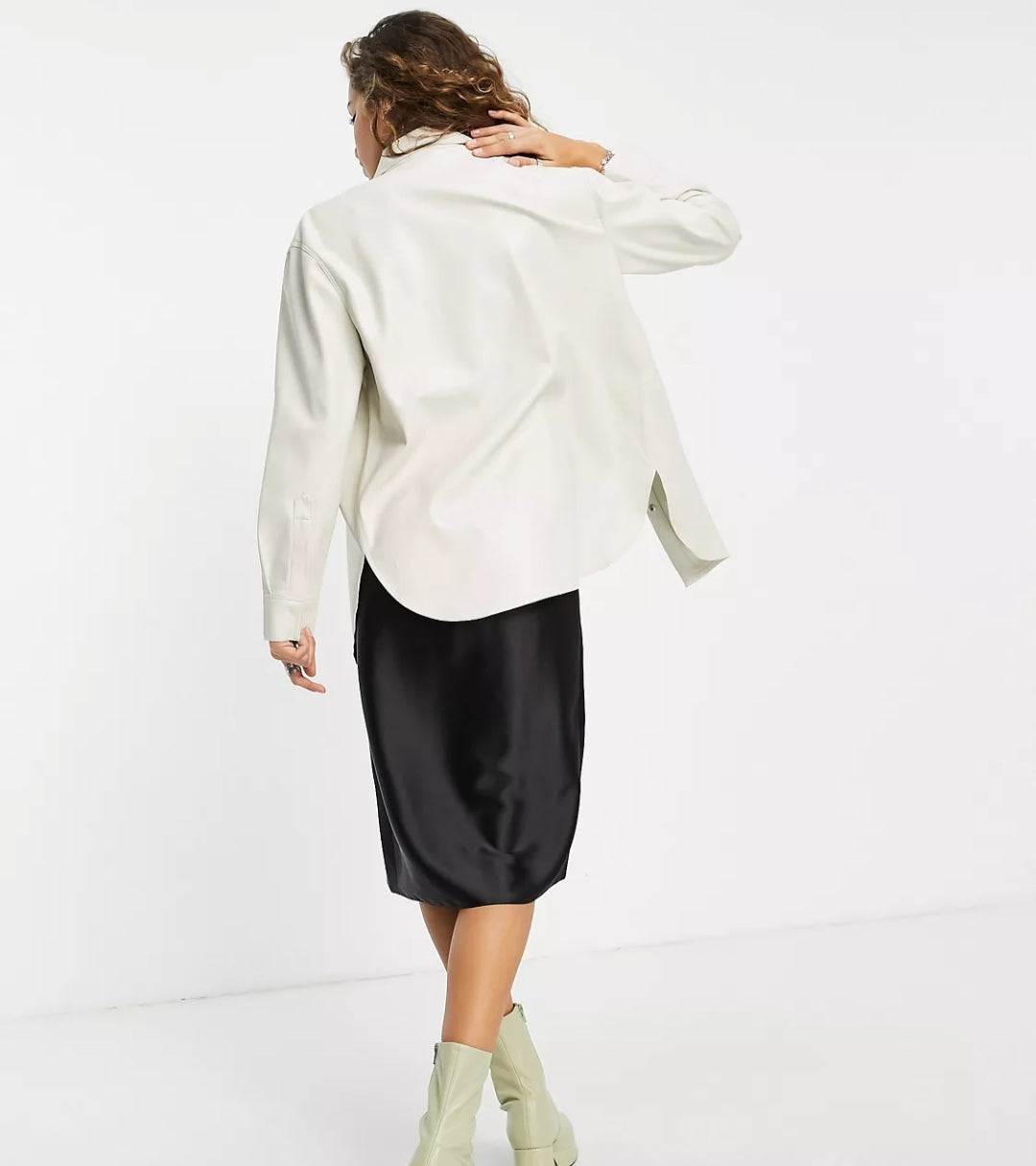Women's White Leather Shirt with Classic Fit