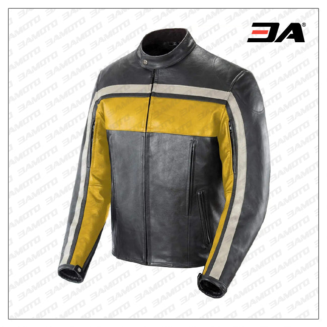 Custom Yellow And Black Motorcycle Leather Jacket