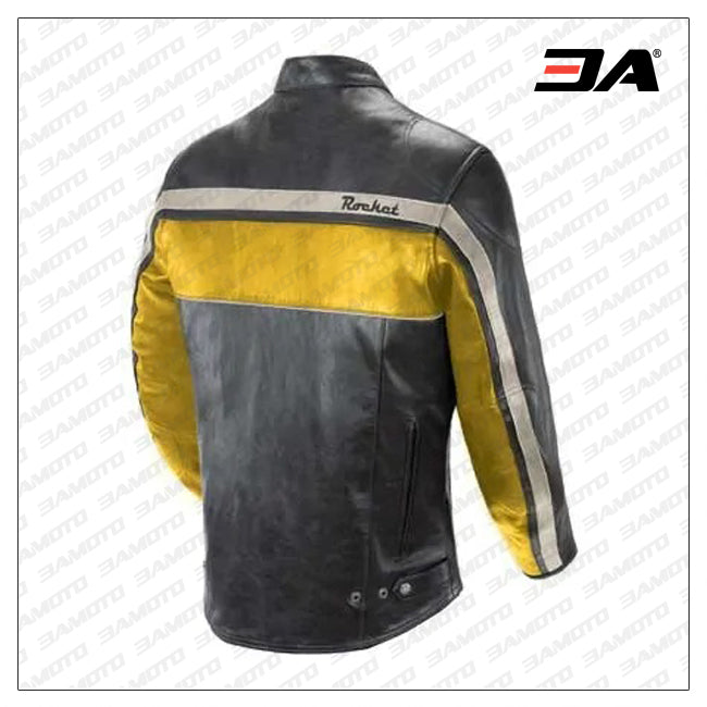 Custom Yellow And Black Motorcycle Leather Jacket