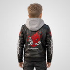 Cyberpunk 2077 Samurai Kids Leather Jacket - Johnny Silverhand Hooded Biker Style