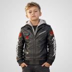 Cyberpunk 2077 Samurai Kids Leather Jacket - Johnny Silverhand Hooded Biker Style