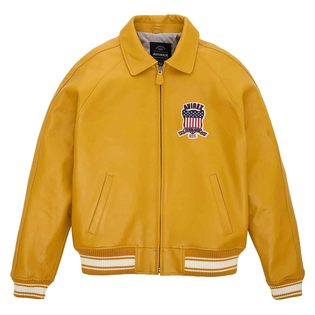 Avirex Iconic Bomber Yellow Leather Jacket