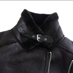 Women's Black Shearling Bomber Leather jacket