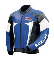 SUZUKI  BLUE MOTORCYCLE LEATHER RACE JACKET