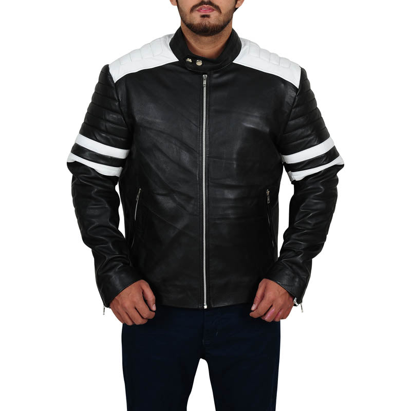 Mens Simple Black Biker Jacket