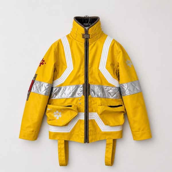 Men Yellow Faux Leather Jacket with Cyberpunk Edgerunners David Martinez Embroidered Design