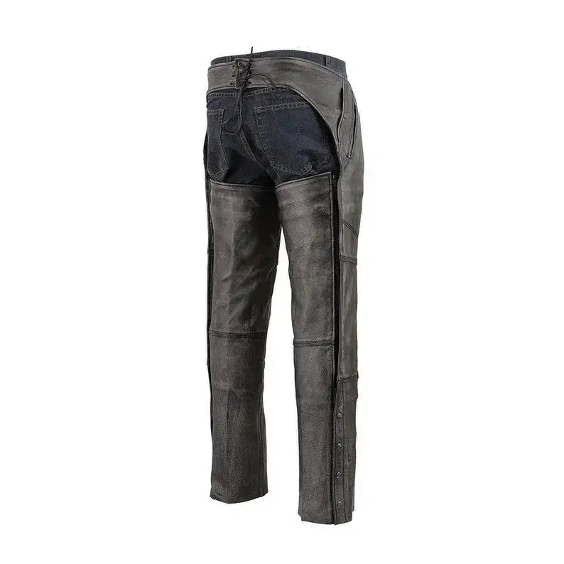 Distressed Leather Motorcycle Chaps