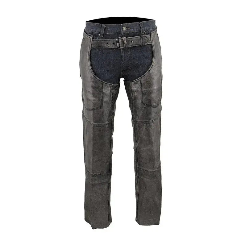 Distressed Leather Motorcycle Chaps