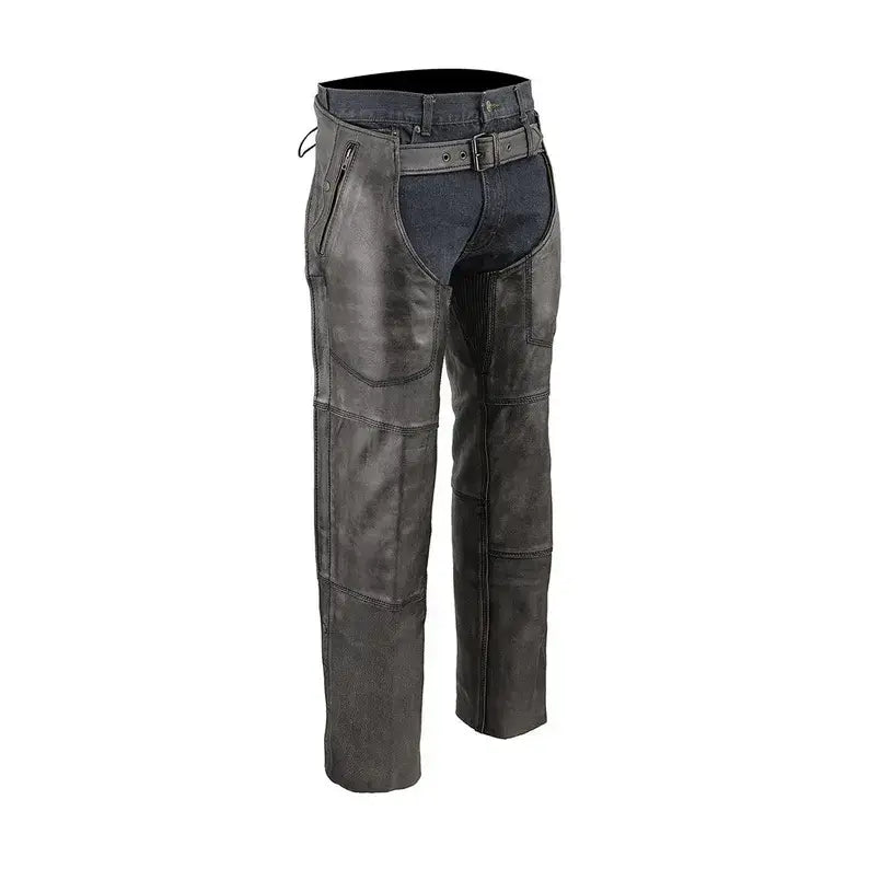 Distressed Leather Motorcycle Chaps