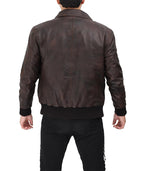 Ernest Mens Dark Brown Bomber Leather Jacket