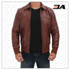 Steven Mens Dark Brown Bomber Distressed Leather Jacket