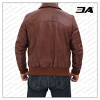 Steven Mens Dark Brown Bomber Distressed Leather Jacket