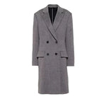 Womens Grey Double Breasted Wool Coat