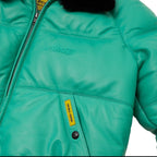 Mint Green Leather Country Down Jacket — Double Goose