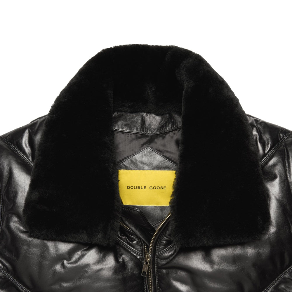 Double Goose Black Leather Country Down Jacket