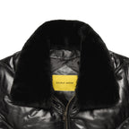Double Goose Black Leather Country Down Jacket