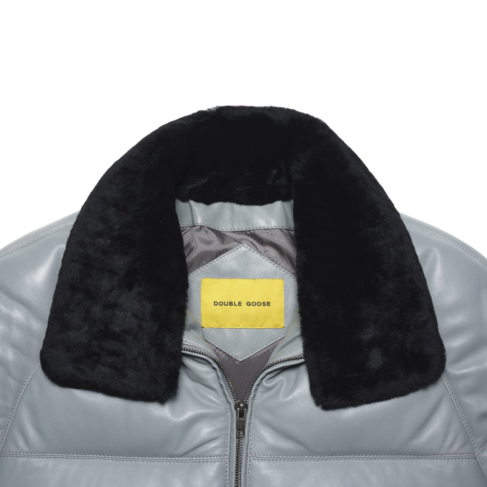 Authentic Double Goose Classic V-Bomber Leather Jacket | Light Grey
