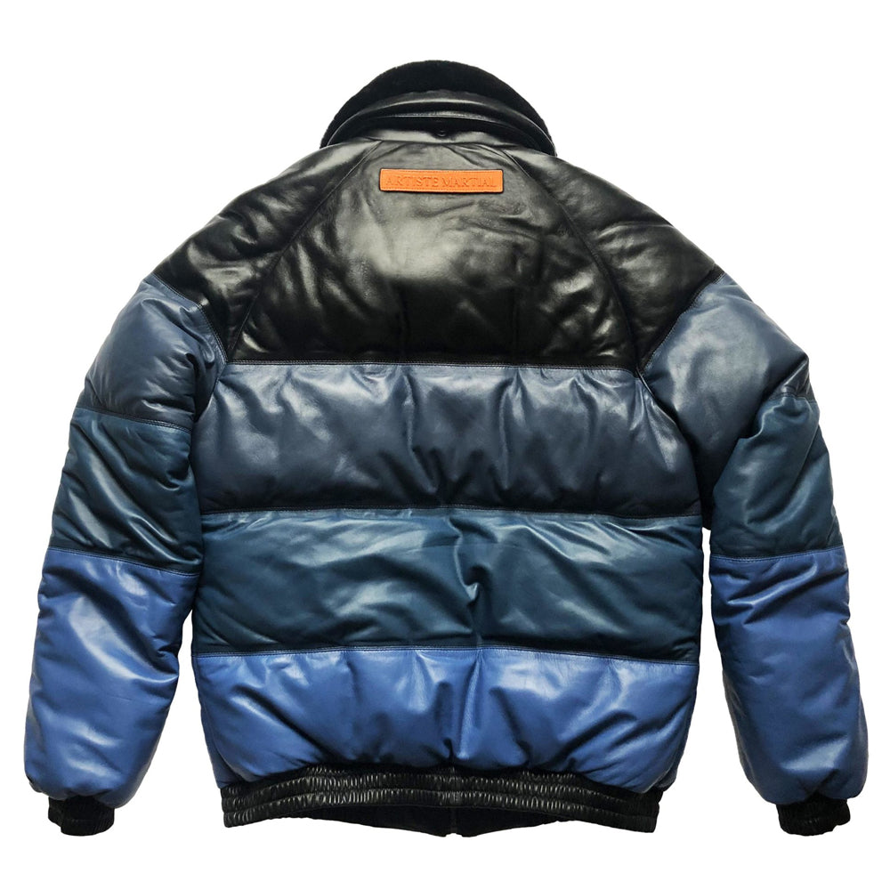 Double Goose Men’s Classic V-Bomber Jacket | Blue Gradient Lambskin Down Coat