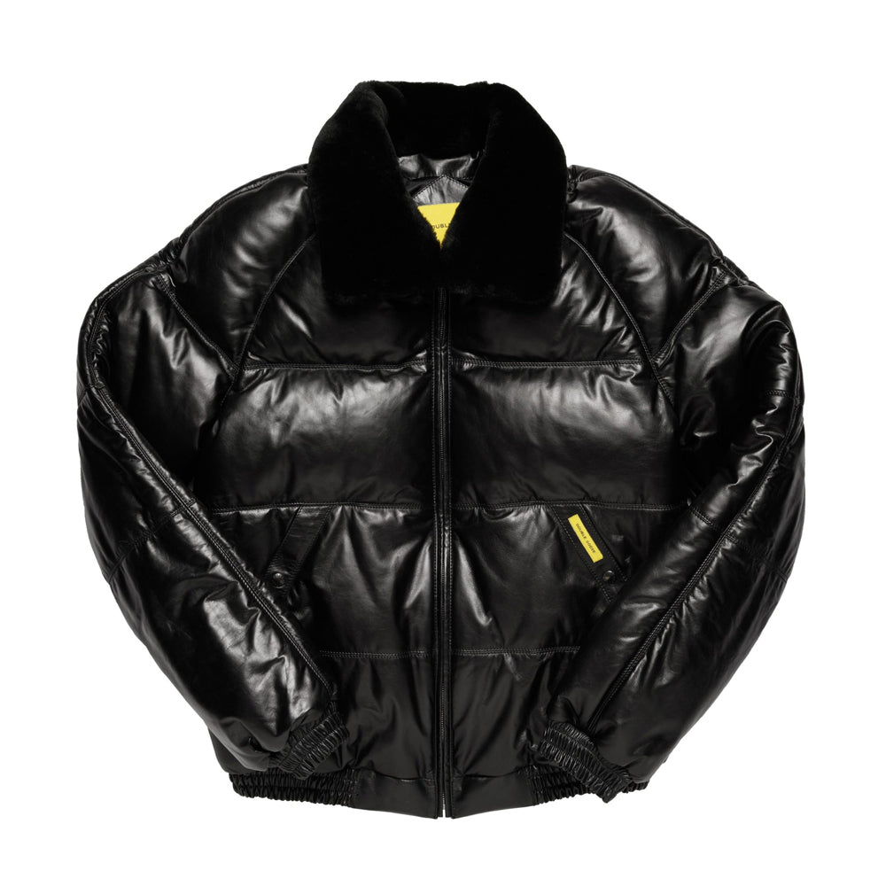 Double Goose Black Leather Country Down Jacket