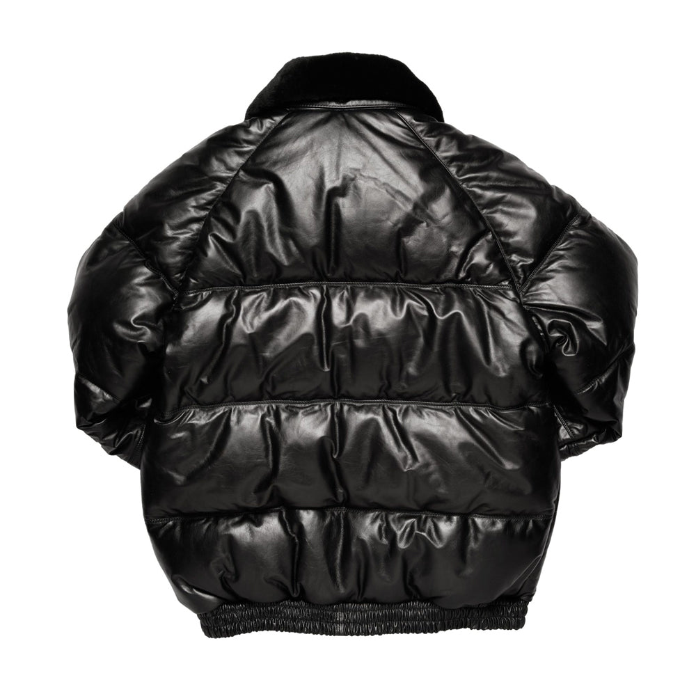 Double Goose Black Leather Country Down Jacket