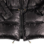 Double Goose Black Straight Down Coat with Opossum Fur Collar