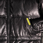 Double Goose Black Straight Down Coat with Opossum Fur Collar