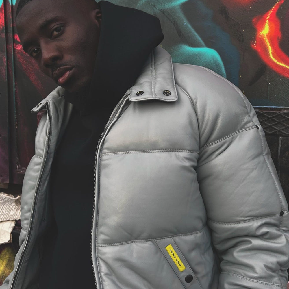 Authentic Double Goose Classic V-Bomber Leather Jacket | Light Grey