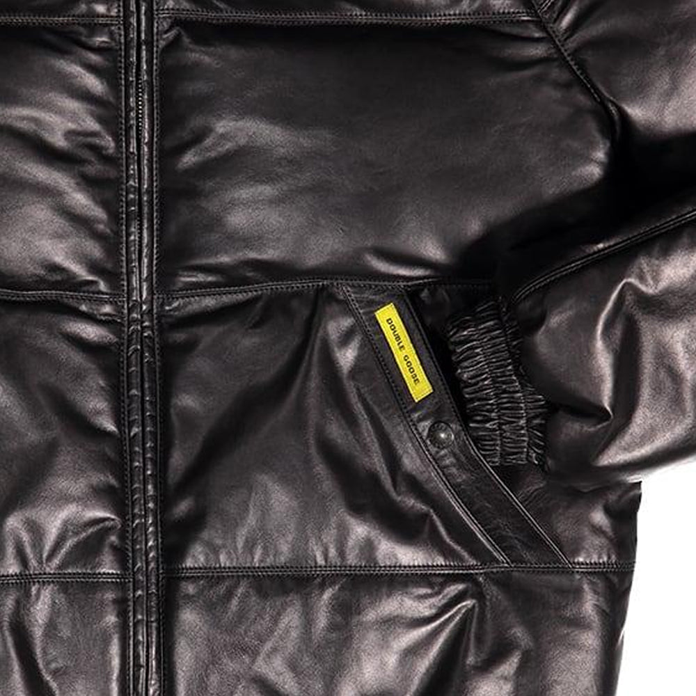 Double Goose Black Leather Country Down Jacket