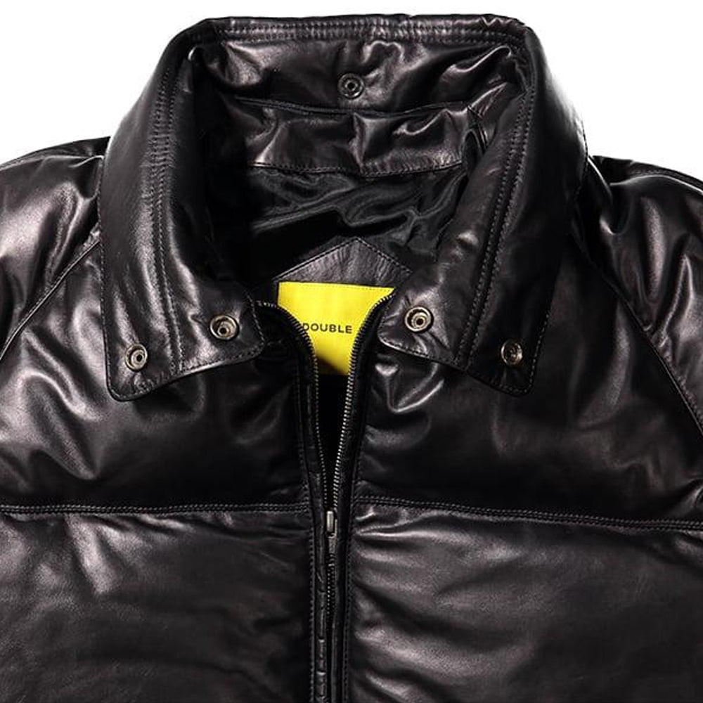 Double Goose Black Leather Country Down Jacket