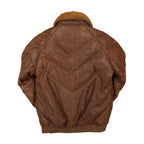 Double Goose Men's V-Bomber Leather Jacket – Tan Brown Calfskin