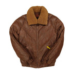 Double Goose Men's V-Bomber Leather Jacket – Tan Brown Calfskin