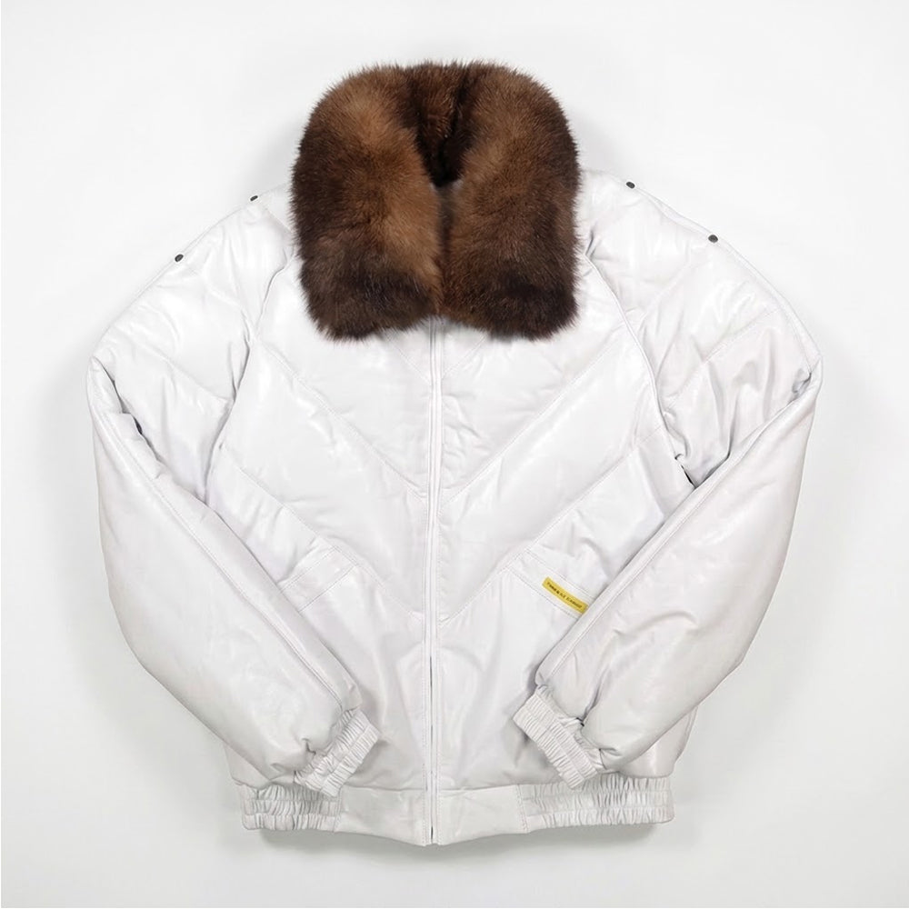 White double Goose Country Jacket With Genuine Fox Fur collar
