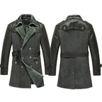 Mens Double Breasted Sheepskin Leather Coat