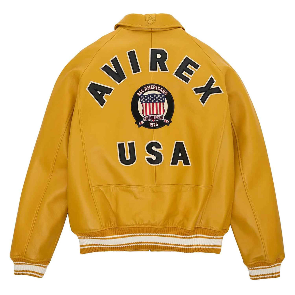 Avirex Iconic Bomber Yellow Leather Jacket