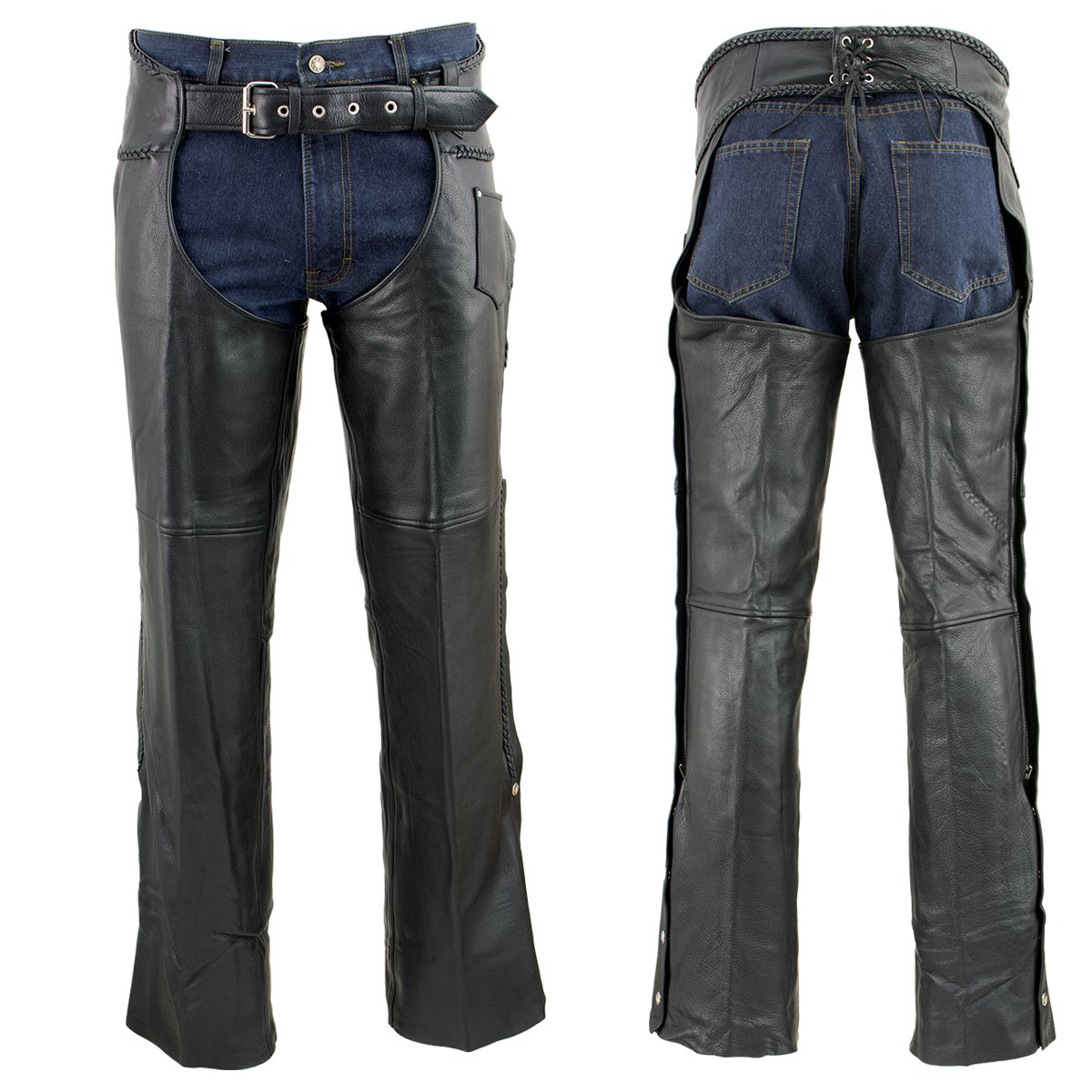 Event Leather EL1117BBO Men's Black Classic 'Braided' Leather Chaps