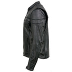 Event Leather EL1408 Men's Black Sporty Scooter Crossover Motorcycle Leather Jacket - Motorcycle Riding Jackets