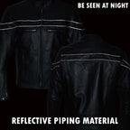 Event Leather EL1408 Men's Black Sporty Scooter Crossover Motorcycle Leather Jacket - Motorcycle Riding Jackets