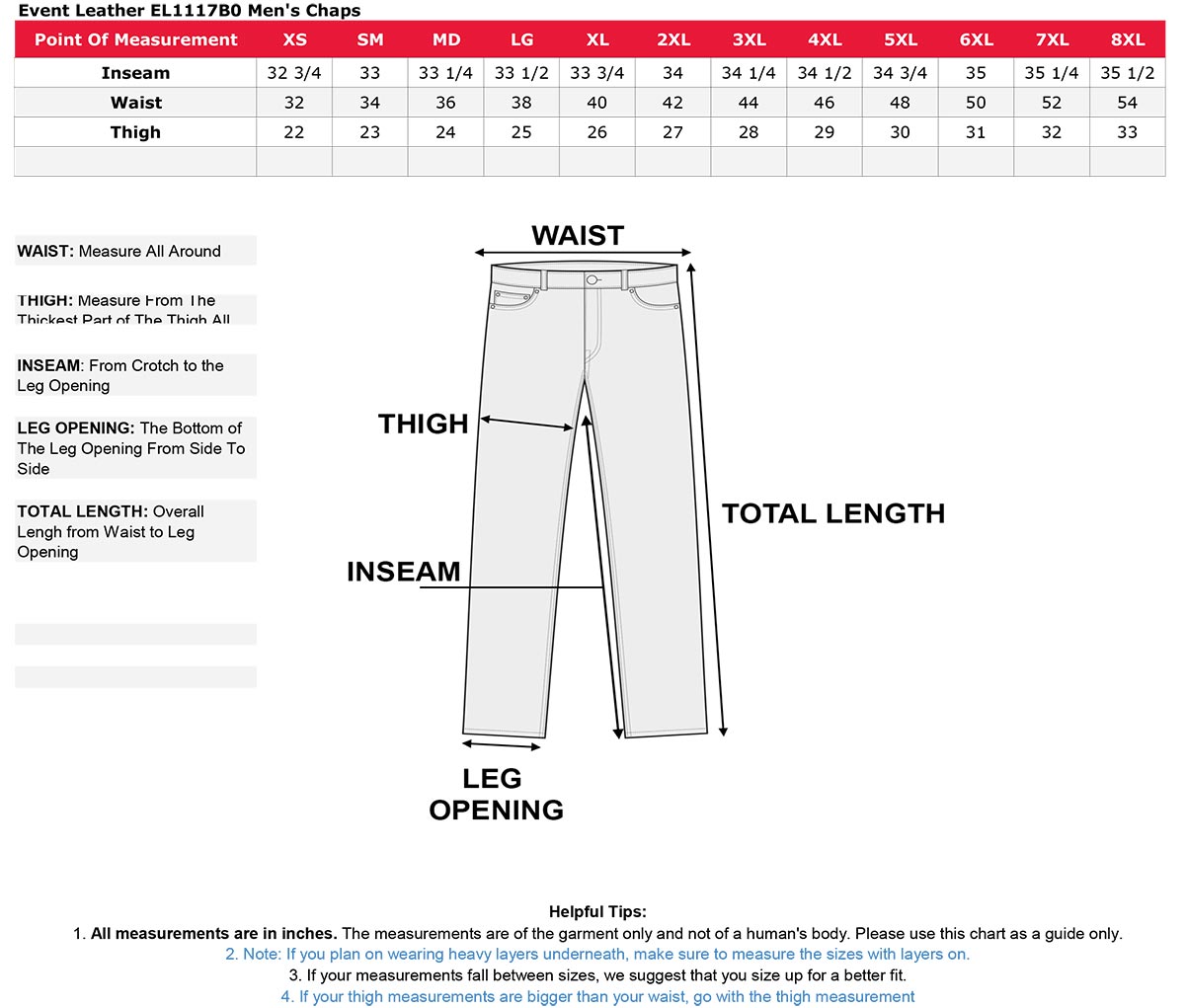 Event Leather EL1117BBO Men's Black Classic 'Braided' Leather Chaps