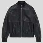 Embellished Leather Bomber Jacket
