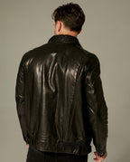 Black Embroidered Belted Vegetable Tanned Goatskin Jacket