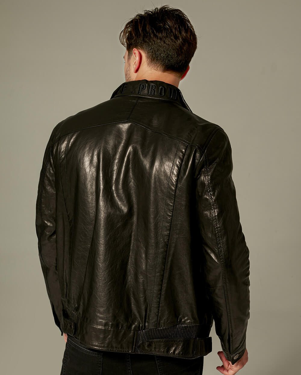 Black Embroidered Belted Vegetable Tanned Goatskin Jacket
