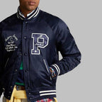 Mens Navy P Letterman Varsity Jacket
