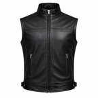 Black Leather Biker Vest for men